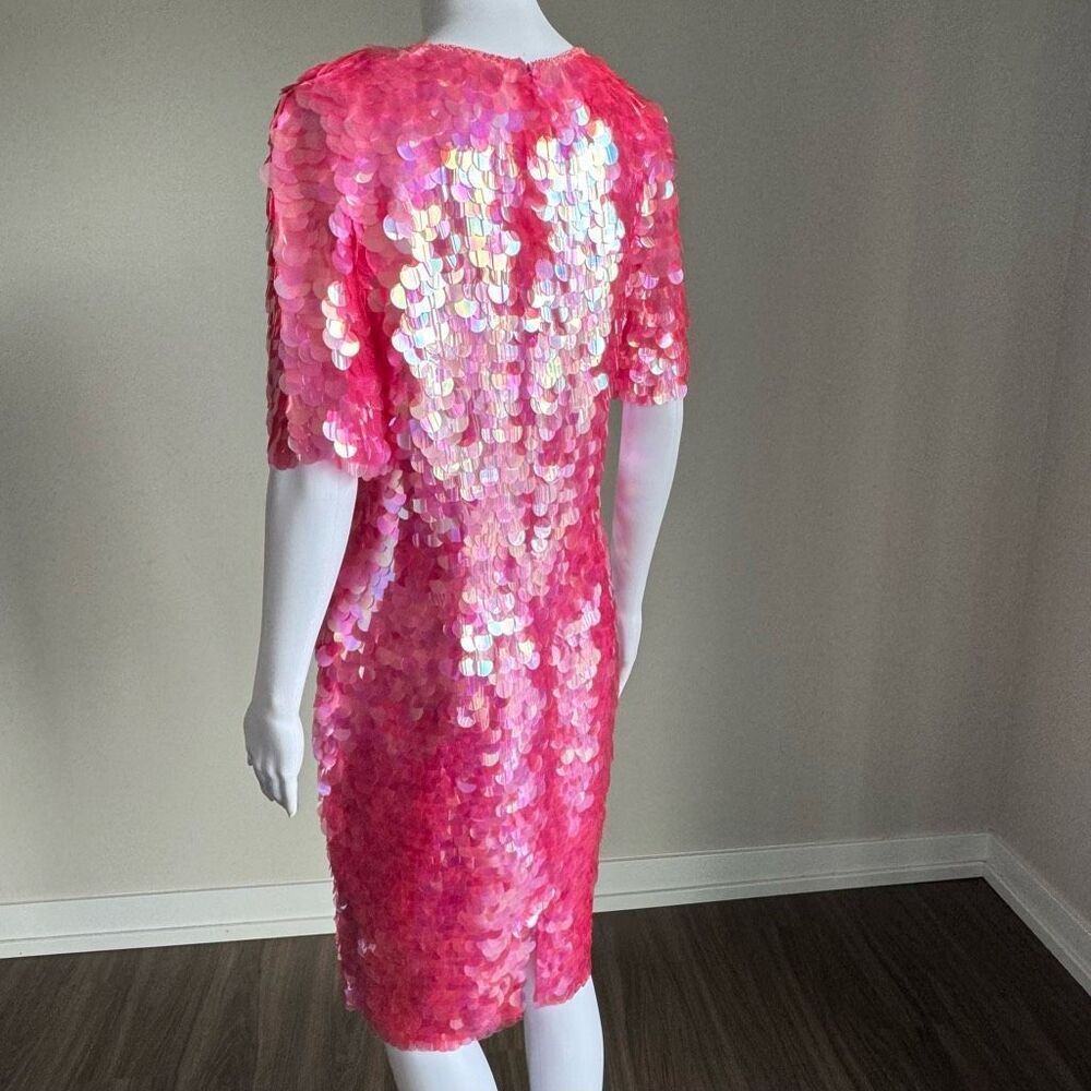 Vintage Silk Pink Beaded Sequin Prom Dress - Picture 5 of 10